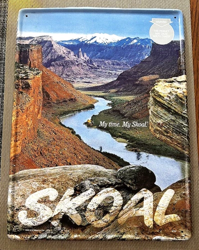 Vintage 1990 Skoal Canyon Metal Tin Advertising Sign US Tobacco Co - 16" x 12"