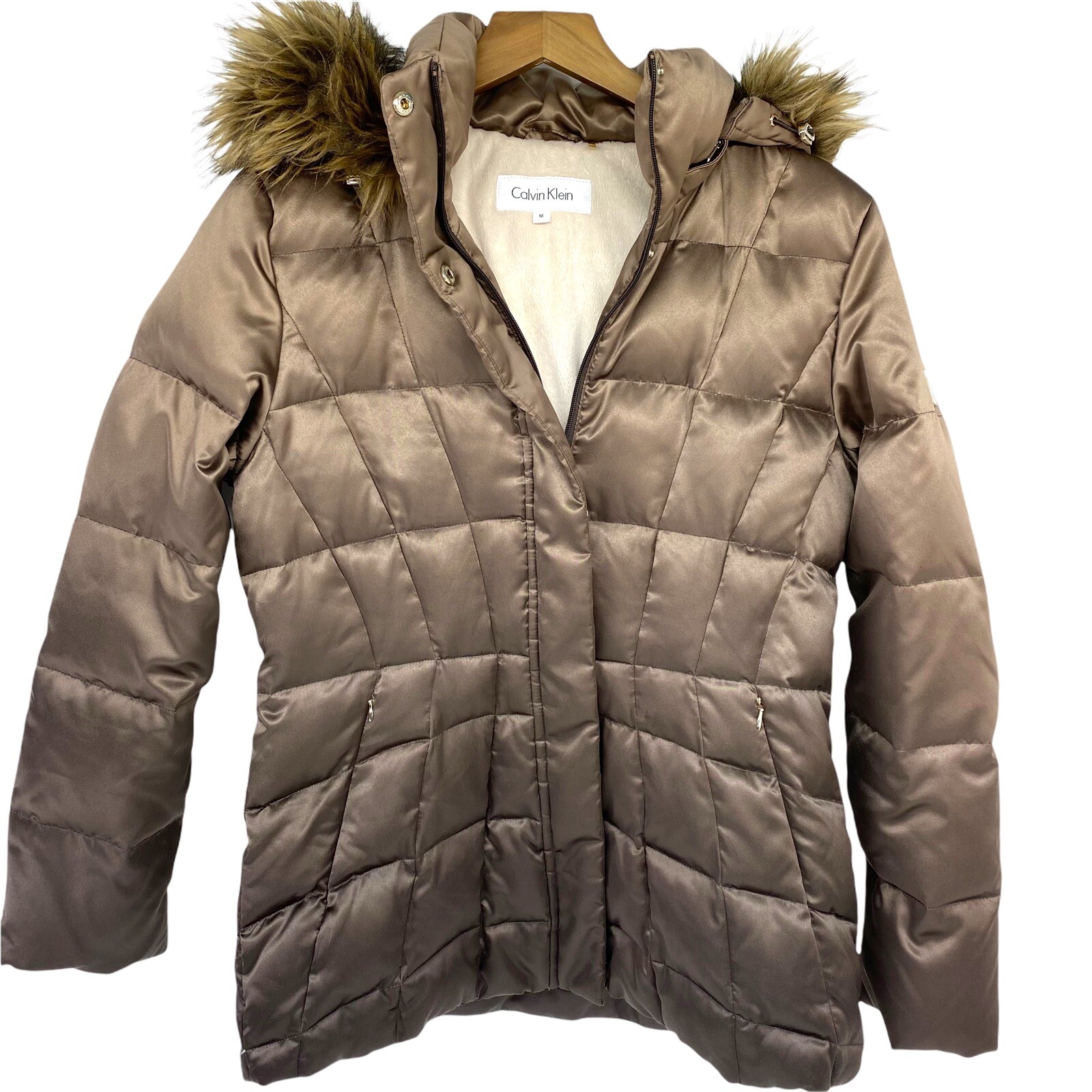 Calvin Klein Puffer Coat Duck Down Faux 