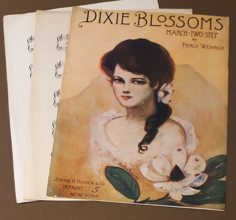 1906 Dixie Blossoms March Two-Step Vintage Piano Sheet Music by Percy Wenrich