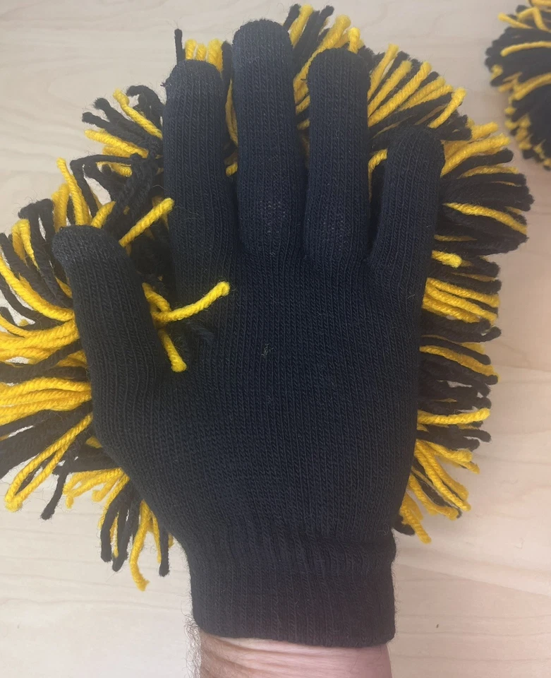 Black and Yellow Pom Pom Gloves - Bubba Glove - Pittsburgh Steelers - Image 2 of 4
