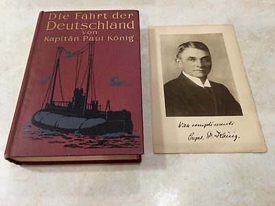 KAPITAN PAUL KÖNIG HAND SIGNED AUTOGRAPHED BOOK PLATE DIE FAHRT DER DEUTSCHLAND