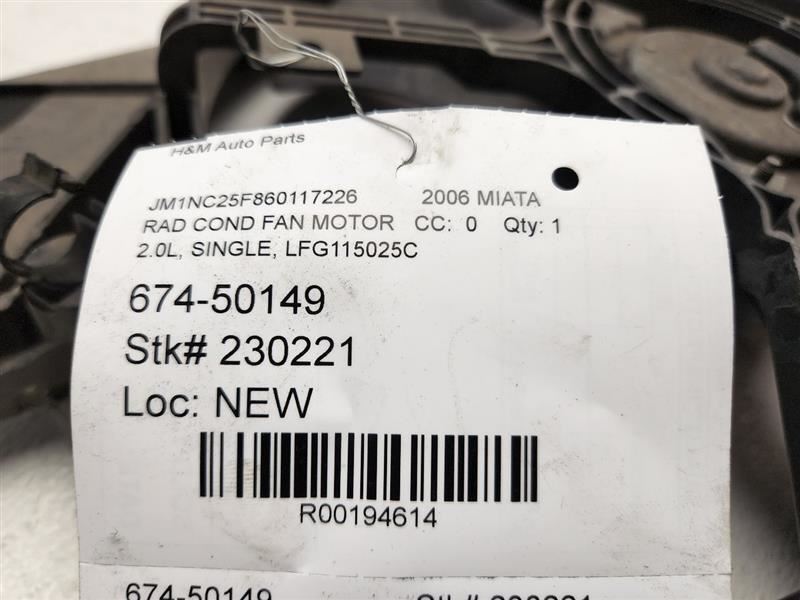 06-14 Mazda MX-5 Miata Radiator Fan Motor Fan Assembly Radiator