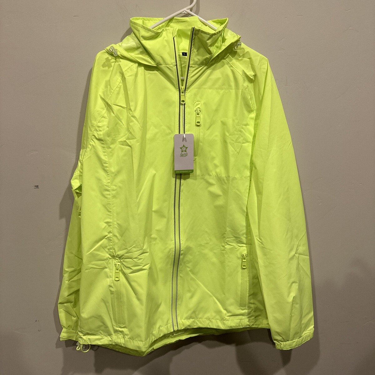 Spring Season Mens Windbreaker Jacket Lime Green Water Wind