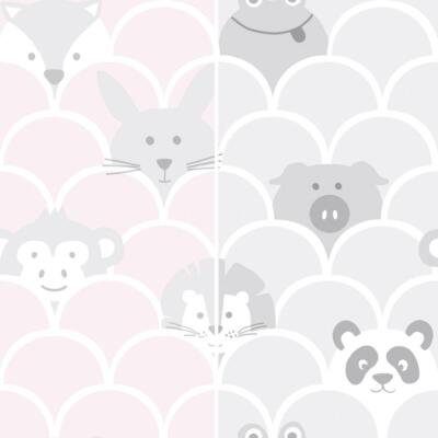 Peek A Boo Tapete Holden Kinder Kids Teddybär Tiere Kinderzimmer Rosa Grau