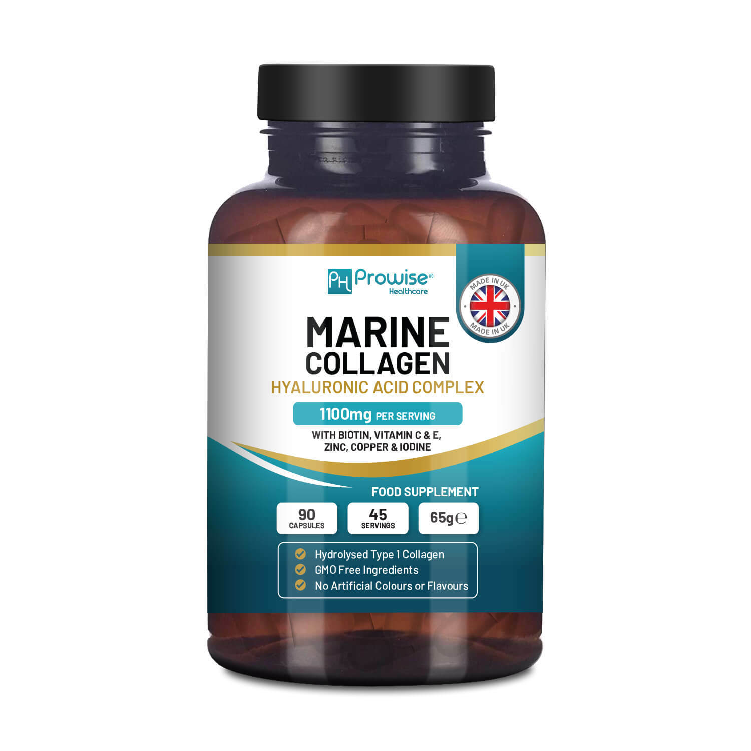 Marine Collagen with Hyaluronic Acid Complex 1100mg 90 Capsules por el Prowise