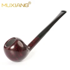 Smooth Freehand Tobacco Pipe Handmade Briar Wooden Pipe Straight Ebonite Stem