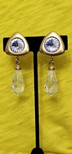 Unbranded clip earrings high quality clip-on gold tone & glass crystal statement