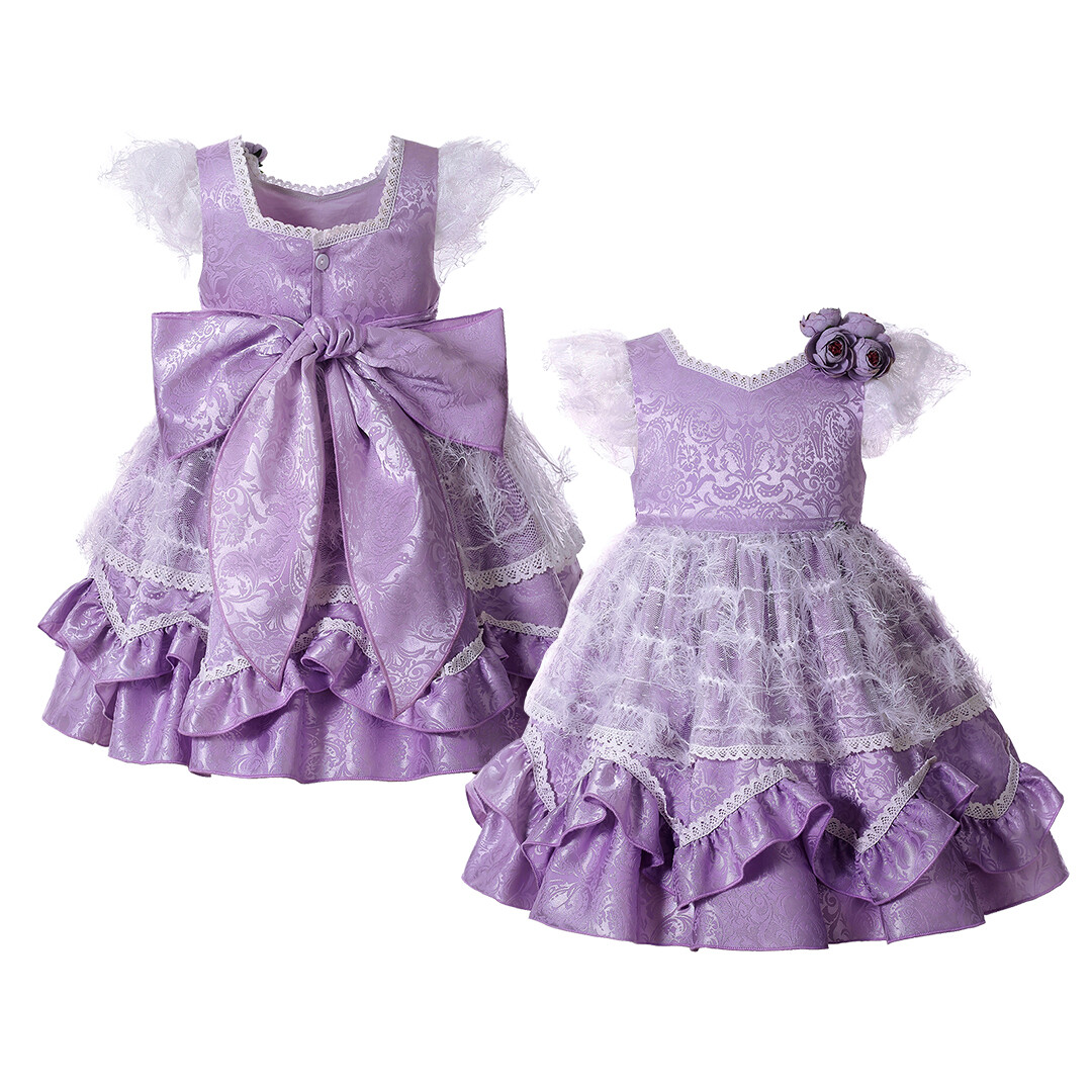 Girls Formal Party Dress Size 4-6 10 12 Lace Summer Purple