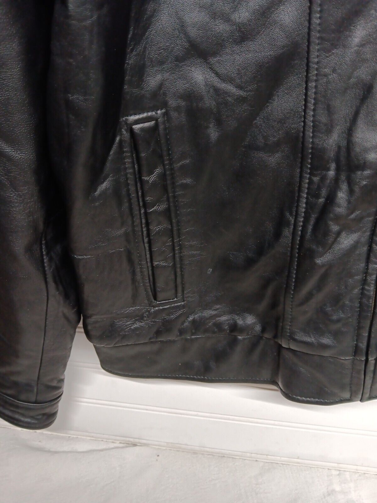 Tommy Hilfiger Mens Size M Faux Leather Jacket Black Zip Up Bomber ...