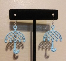 Cute, Charming Pastel Blue Umbrella Dangle Earrings Summer Aesthetic