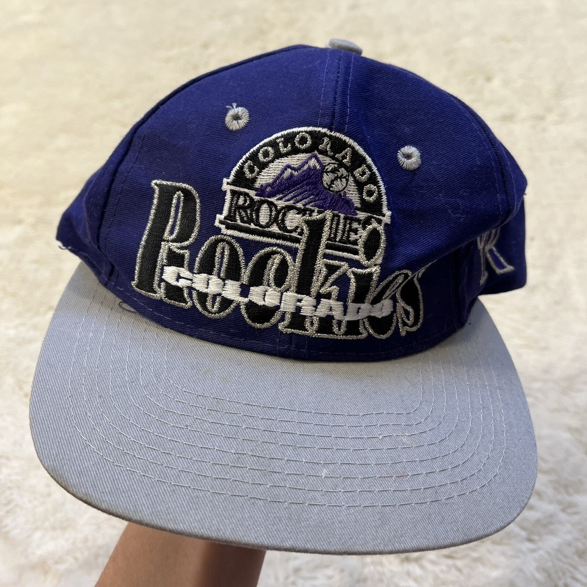 Vintage Starter Colorado Rockies Wool Pinstripe Snapback  Vintage‎ 90s colorado rockies purple snapback hat main image 1