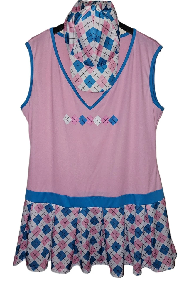 Sexy conjunto de vestido y sombrero de 2 piezas a cuadros rosa elegante Momentos para mujer talla 3X Foto 2 de 4