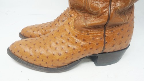 Herren Tony Lama 10,5 D Erdnuss Krokant Vollschaft Strauß Cowboy Stiefel HINWEISE LESEN - Bild 2 von 13