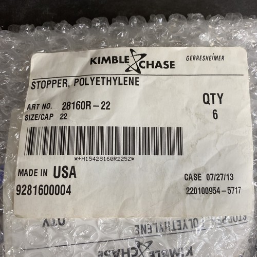 Kimble Chase Tappo 22 mm Polietilene Giallo 6 Tappi - Foto 3 di 12