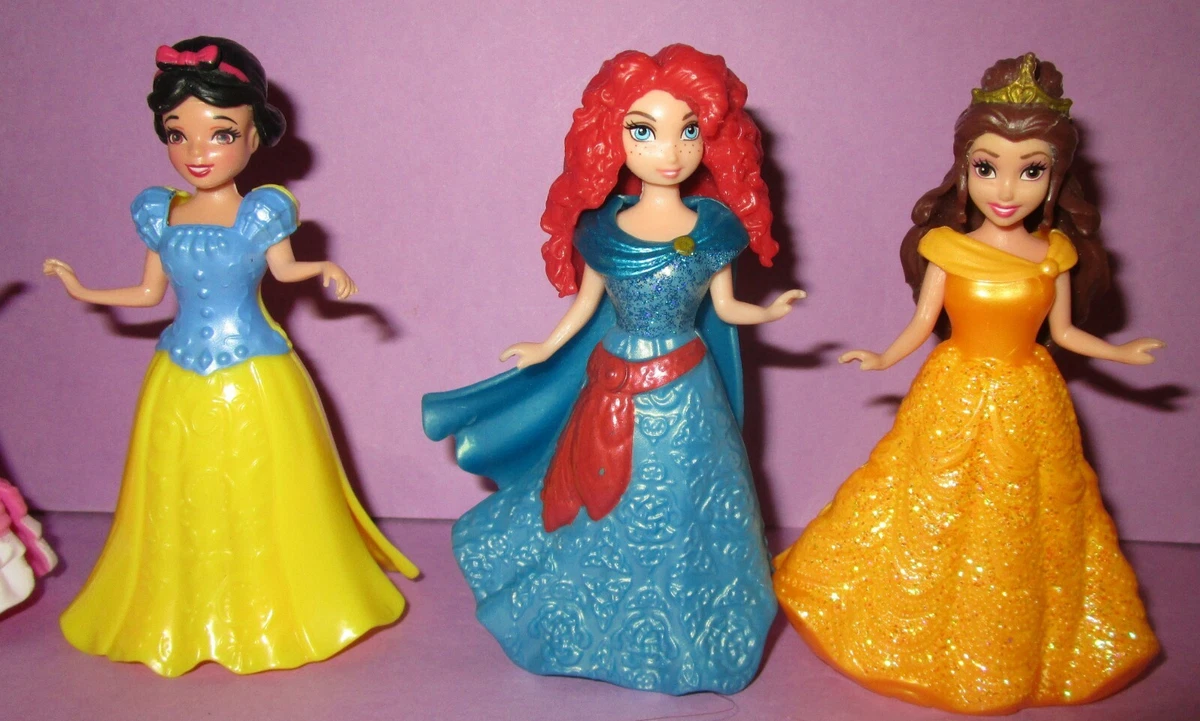 7 Poupées Princesses Disney Magiclip Vêtements Polly Pockets Séance  d'essayage 2 