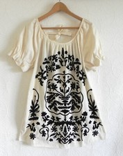 Free People Mini/BabDoll/Baxy Dress 100% Cotton Embroidery Trim Pockets Size M