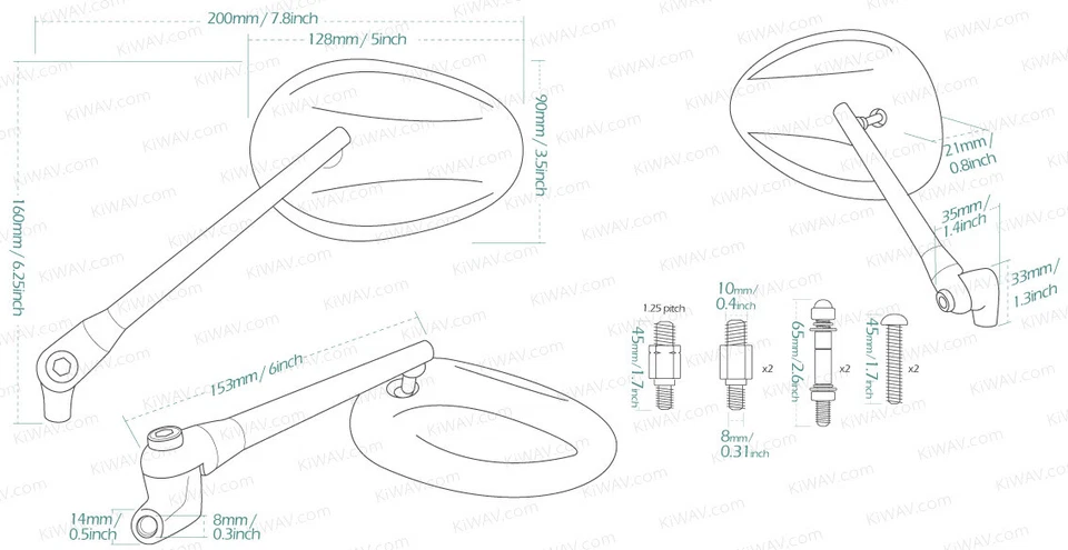 Espejos retrovisores elipse negros aluminio para Harley-Davidson Sportster Iron 833 bajos Foto 2 de 4