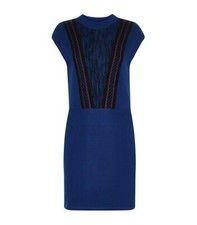 NEW Public School Medium Sweater Dress Blue Black Dunia Knit Cotton Cap Sleeve