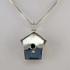 Sterling Silver BIRDHOUSE Charm FOR BRACELET Necklace Pendant VINTAGE New NICE!