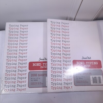 NEW Stuart Hall Bond Typing Paper 8.5x 11'' NO. 6060 2 Packs 200 Sheets Vintage