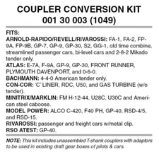 Micro Trains ~ N Scale ~ Locomotive Coupler Conversion Kit (1049) ~ 00130003