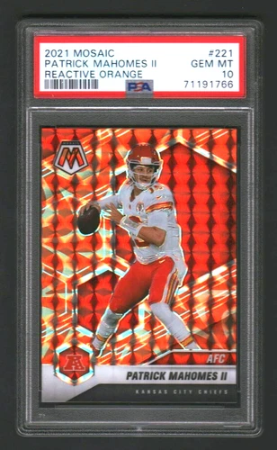 PATRICK MAHOMES II 2021 MOSAIC REACTIVE ORANGE PRIZM #221 PSA 10 GEM MINT CHIEFS