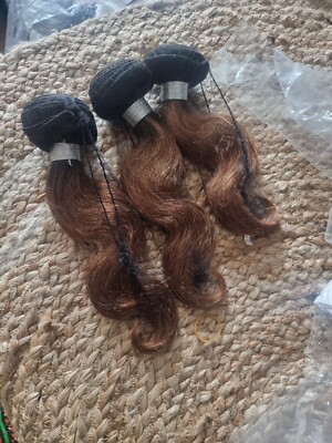 10+12+14 BRAZILIAN VIRGIN HUMAN HAIR BODY WAVE 1B/33# 2TONES ROOT OMBRE 300g 12A