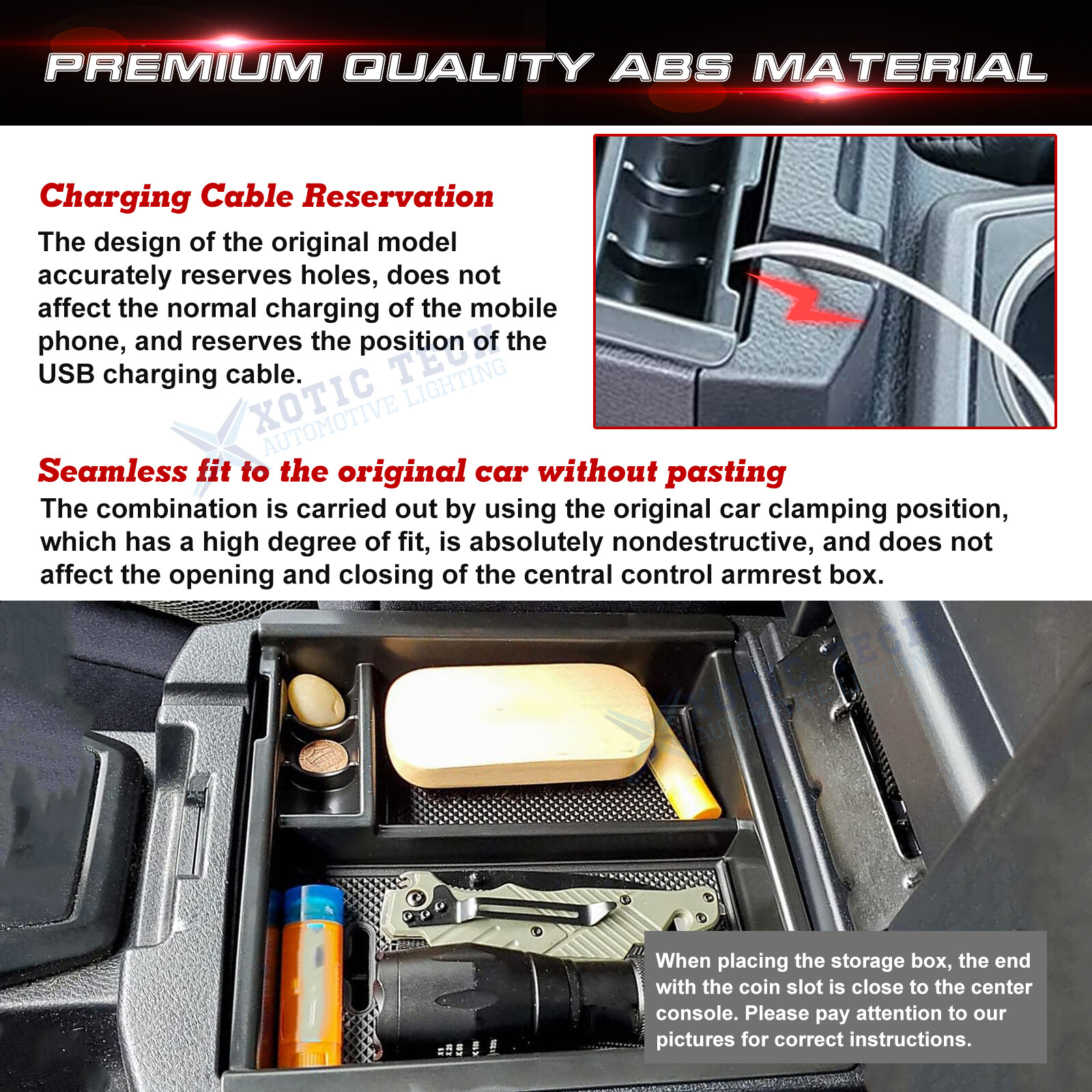 1X Armrest Storage Box Organizer + Glove Box Divider For Toyota