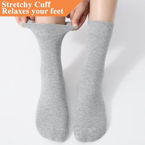 Women's Thin Cotton Socks, Soft Bootie Dress Socks, Above 9-12 6 Pairs Grey image 5
