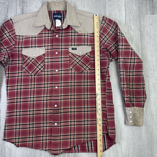 Vintage Wrangler Brushpopper Pearl Snap Western Hemd Herren Large rot kariert Cowboy T - Bild 9 von 11