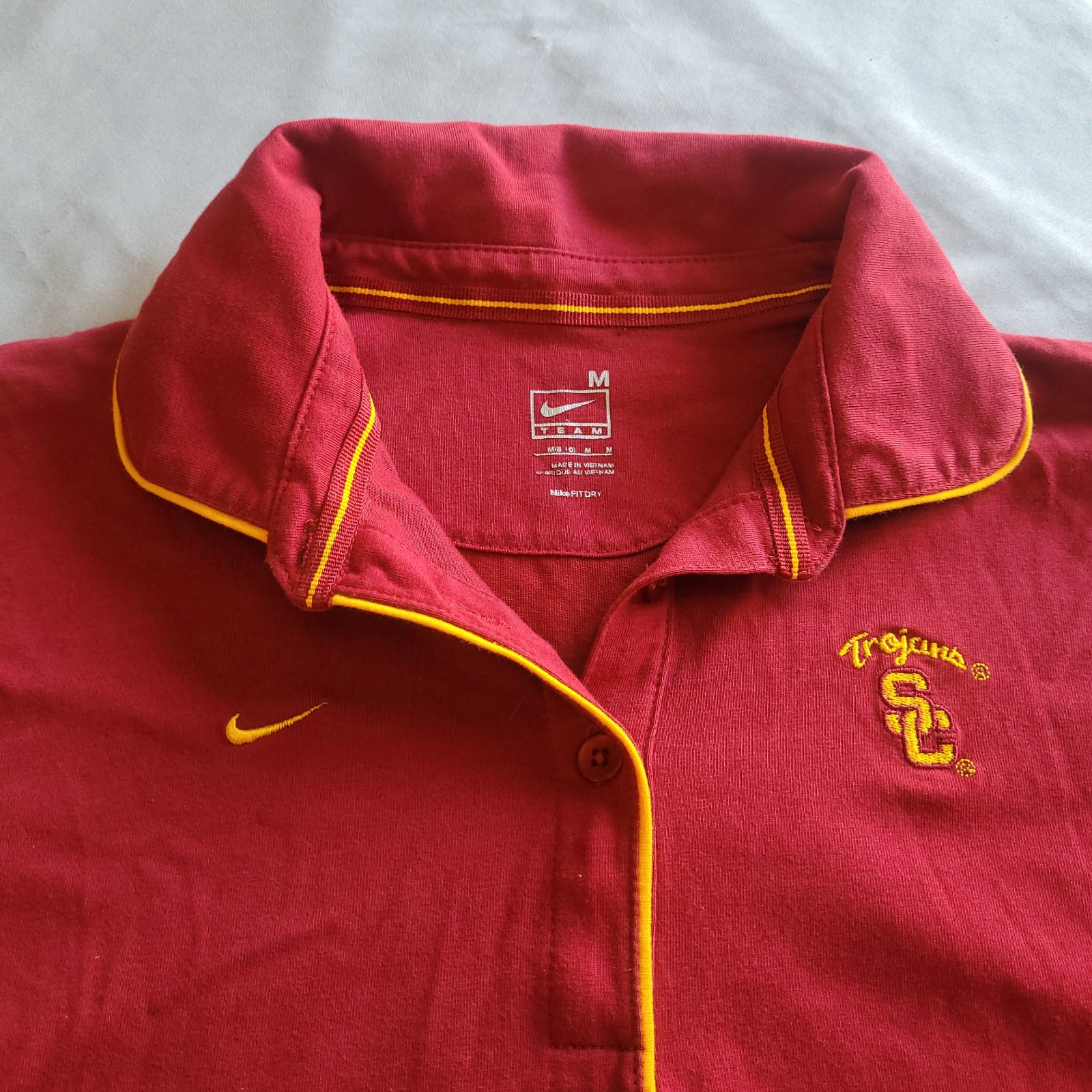 FILA USC Trojans Nike Dri Fit Polo Donna Oro Marrone Taglia M Polo Golf
