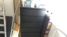 Modern BLACK CHEST  WITH 6 DRAWERS WITH NO Handles