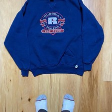 Vintage Russell Athletic Navy Blue Made In Usa Graphic Crewneck Sweatshirt Xl