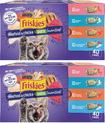 Seafood & Chicken Pate Variety Pack Wet Cat Food,80x5.5oz