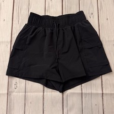 FLX Women’s Black High Rise Athletic Cargo Running Shorts Size Small Activewear