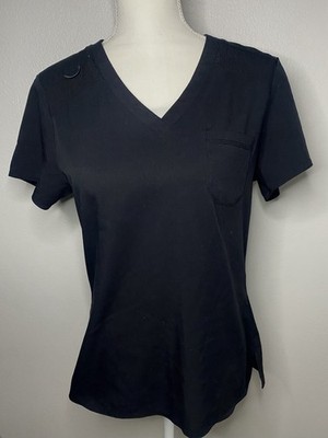 Medcouture Women's Insight Black Medium Scrub Top V-Neck