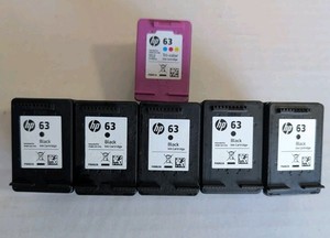 Empty Hp 63 Ink Cartridges 6 Black & 1 Tri-color