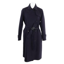 theory luxe 03-7409610 100 wool double breasted belted long coat 38 Navy