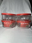 Lot Of 2: Pyrex 2 Round Glass Storage Bowl With Lid 4 Pc Set Brand New & Sealed!