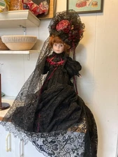 Elsie Massey Originals Victorian Black Dress Red Headed Doll