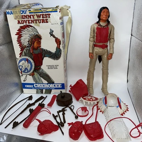 Rare 1975 Marx Chief Cherokee 12” Doll Complete Accessories Johnny West W/Box