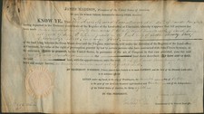 JAMES MADISON - LAND GRANT SIGNED 10/07/1813 CO-SIGNED BY: EDWARD TIFFIN