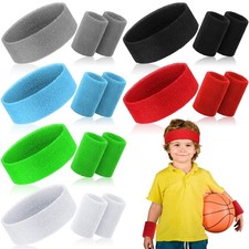 18 PCS Sweatbands Set 12 Wristbands 6 Athletic Headbands for Girl Boy