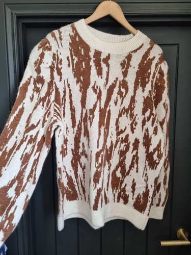 Tu Pattern Puff Sleeve Knit Jumper Size UK 24 Worn Once - Picture 8 of 15