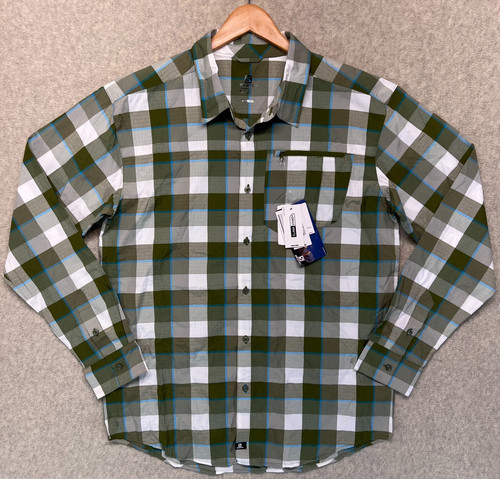 Salomon, NWT Salomon Men Button Up Equation Shirt Long Sleeve Dark Seaweed ActiLite L