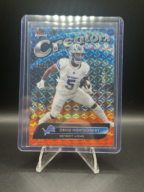 2025 Topps Finest Creators David Montgomery Orange Geometric /25 SP Ssp