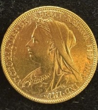 1898 QUEEN VICTORIA VEILED HEAD FULL SOVEREIGN COIN 22ct GOLD