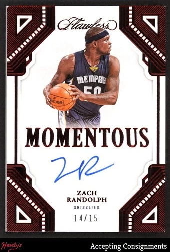2022-23 Panini Flawless Momentous Ruby #25 Zach Randolph AUTO GRIZZLIES 14/15