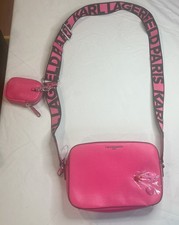 KARL LAGERFELD Paris Maybelle Crossbody Bag Fuchsia Pink Logo Purse $200