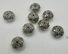 Beads (lot of 8), Silver Colored Metal